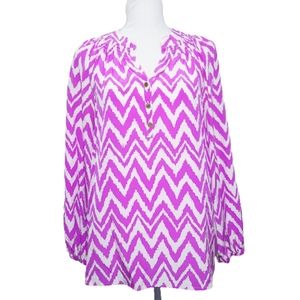Lilly Pulitzer Elsa Chevron Stripe Silk Blouse
